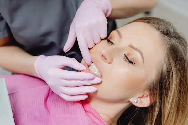 an image of a woman during a periodontal scaling